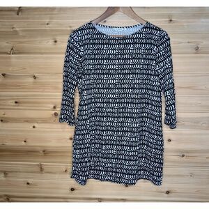 Marimekko Top Womens Medium Black‎ White Tunic Top